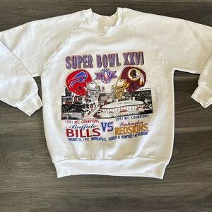 Vintage 1992 Super Bowl XXVI Buffalo Bills Washington Redskins Crewneck S/M